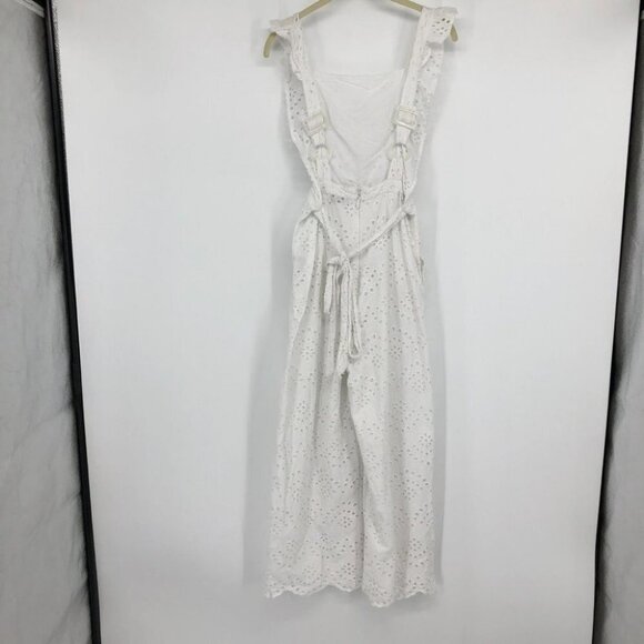 TopShop Broderie Anglaise white ruffle jumpsuit waist tie laser cutout floral 4 - Picture 4 of 16
